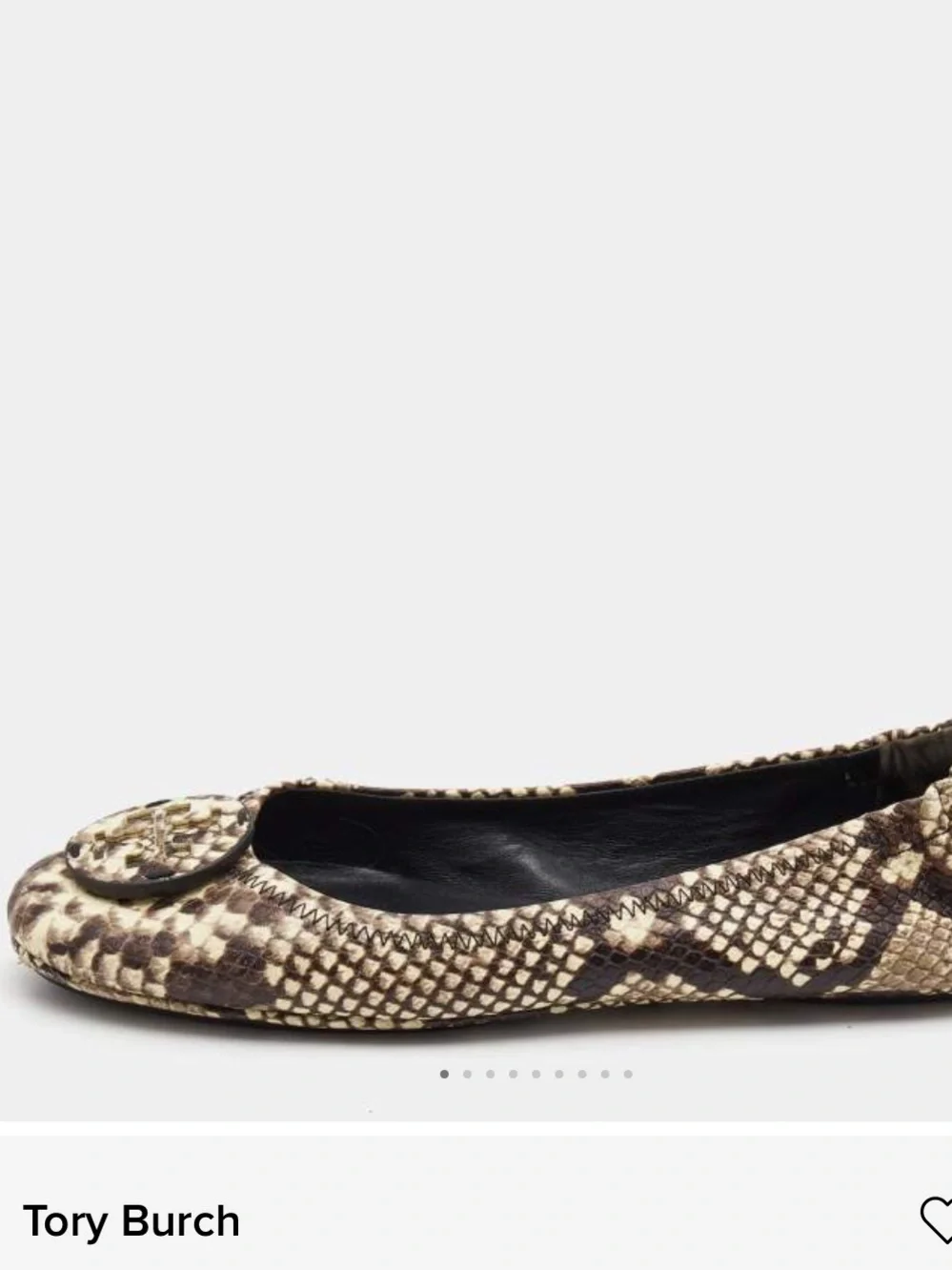 Tory Burch Snake-Print Reva Ballet Flats in Brown and Cream